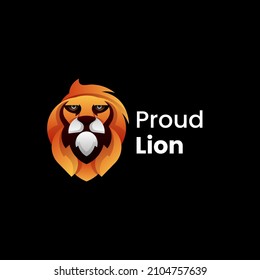 Vector Logo Illustration Proud Lion Gradient Colorful Style.