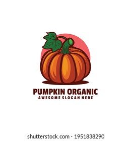 Vector Logo Illustration Pumpkin Simple Mascot Style.