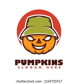 Ilustración con logotipo vectorial Estilo de caricatura mascota de calabazas.