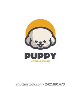 Vector Logo Illustration Puppy Mascot Cartoon Style.