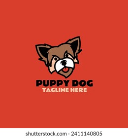 Vector Logo Illustration Puppy Simple Mascot Style