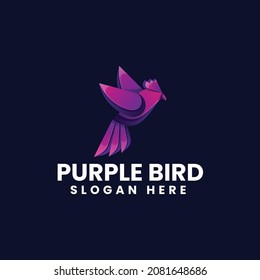 Vector Logo Illustration Purple Bird Gradient Colorful Style.