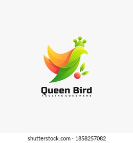 Logo Vector Ilustración Estilo Colorido de gradiente de pájaro Reina.
