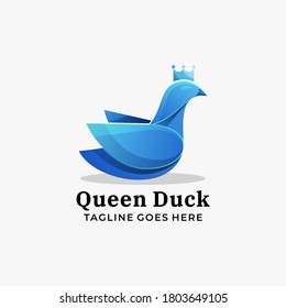 Vector Logo Illustration Queen Duck Gradient Colorful Style.