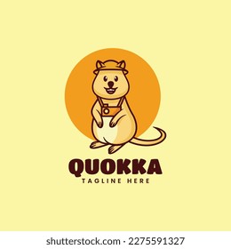 Vector Logo Illustration Quokka Mascot Cartoon Style.