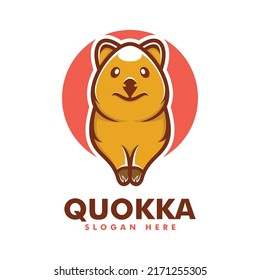 Vector Logo Illustration Quokka Simple Mascot Style.