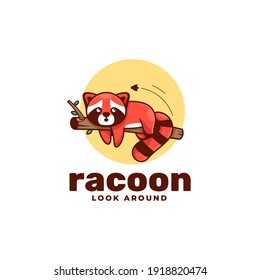 Vector Logo Illustration Ra Coon Simple Mascot Style.