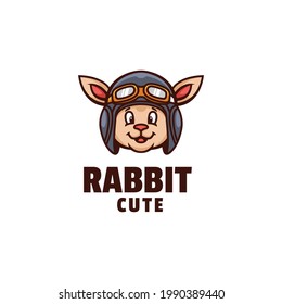 Vektorlogo Illustration Rabbit Cute Simple Mascot Style.