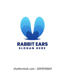 Vector Logo Illustration Rabbit Ears Gradient Colorful Style.