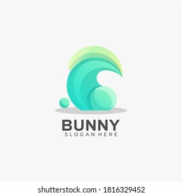 Vector Logo Illustration Rabbit Gradient Colorful Style.