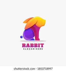 Vector Logo Illustration Rabbit Gradient Colorful Style.