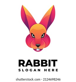 Vector Logo Illustration Rabbit Gradient Colorful Style.