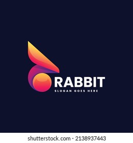 Vector Logo Illustration Rabbit Gradient Colorful Style.