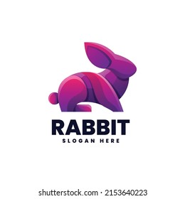 Vector logo illustration Rabbit gradient colorful style