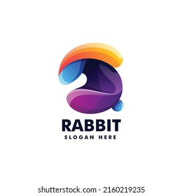 Vector Logo Illustration Rabbit Gradient Colorful Style.