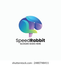 Vector Logo Illustration Rabbit Gradient Colorful Style