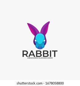 Vector Logo Illustration Rabbit Head Gradient Colorful Style.