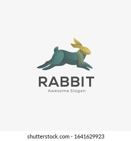 Vector Logo Illustration Rabbit Jumping Gradient Colorful