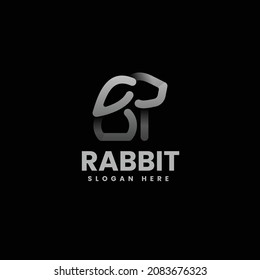 Vector Logo Illustration Rabbit Line Art Style.