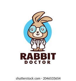 Vector Logo Illustration Rabbit Mascot Cartoon Style.