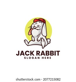 Vector Logo Illustration Rabbit Mascot Cartoon Style.