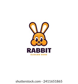Vector Logo Illustration Rabbit Mascot Cartoon Style