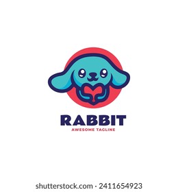 Vector Logo Illustration Rabbit Mascot Cartoon Style.