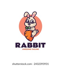 Vector Logo Illustration Rabbit Mascot Cartoon Style.