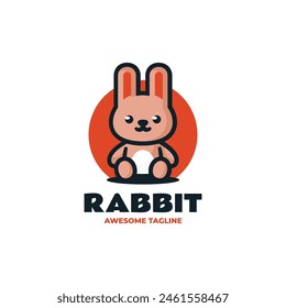 Vector Logo Illustration Rabbit Mascot Cartoon Style.