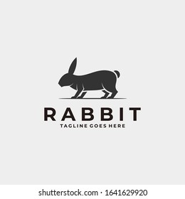 Vector Logo Illustration Rabbit Posed Silhouette Style