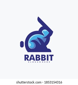 Vector Logo Illustration of Rabbit in Simple Mascot Style.