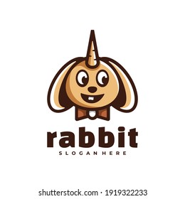 Vector Logo Illustration Rabbit Simple Mascot Style.