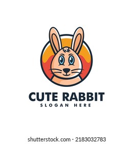 Vector Logo Illustration Rabbit Simple Mascot Style.