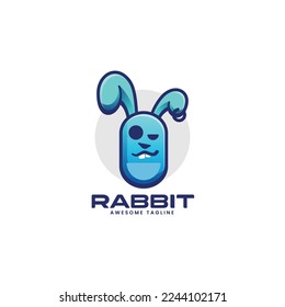 Vector Logo Illustration Rabbit Simple Mascot Style.