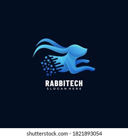 Vector Logo Illustration Rabbit Tech Gradient Colorful Style.