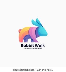 Logotipo vectorial Ilustración Rabbit Walk Gradiente Colorido Estilo