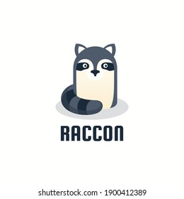 Vector Logo Illustration Raccoon Gradient Colorful Style.