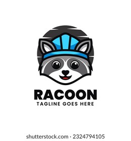 Vector Logo Illustration Raccoon Mascot Cartoon Style.