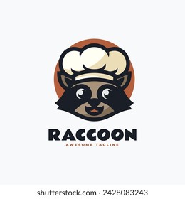 Vector Logo Illustration Raccoon Mascot Cartoon Style.