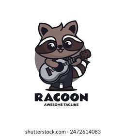 Vector Logo Illustration Raccoon Mascot Cartoon Style.