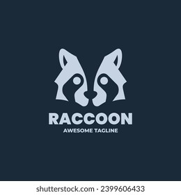 Vector Logo Illustration Raccoon Silhouette Style.