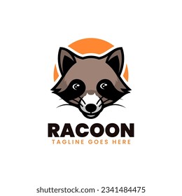 Vector Logo Illustration Raccoon Simple Mascot Style.