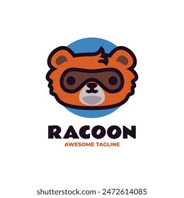 Vector Logo Illustration Raccoon Simple Mascot Style.