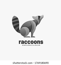 Vector Logo Illustration Raccoons Gradient Colorful Style.