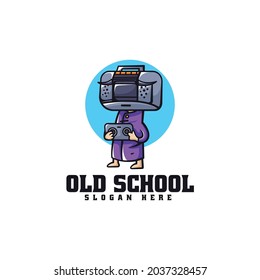 Ilustración con logotipo vectorial Estilo de mascota simple radiomano.