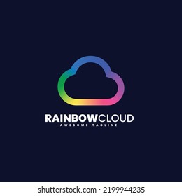 Vector Logo Illustration Rainbow Cloud Gradient Colorful Style.