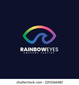 Vector Logo Illustration Rainbow Eye Gradient Colorful Style 
