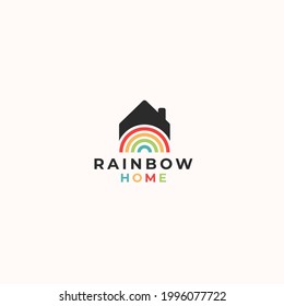 Vector logo illustration of rainbow home
