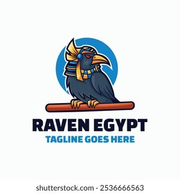 Vector Logo Illustration Raven Egypt Mascot Cartoon Style