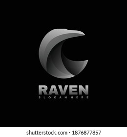 Vector Logo Illustration Raven Gradient Colorful Style.